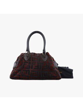 Fendi Etnikozucca Pattern Black Calf Velour Vgq Handbag